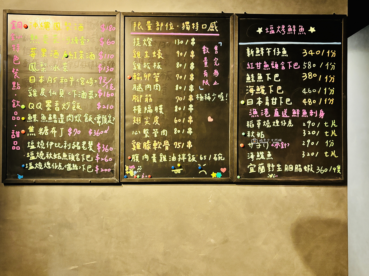 [台南美食]北區日式燒鳥串燒，炭火現烤串燒、新鮮刺身、日本酒一次滿足，營業至凌晨一點｜銅鈊炭火日式燒鳥串燒 @城市少女阿璇